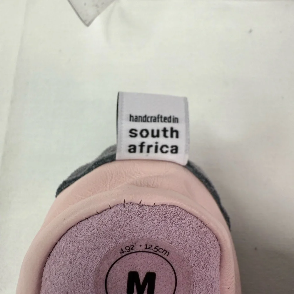 Shooshoo Pink and Gray Baby Walker Suede Leather Shoes Elephant Design